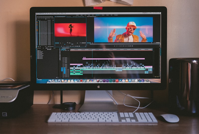 Professional video editing with timeline and color grading