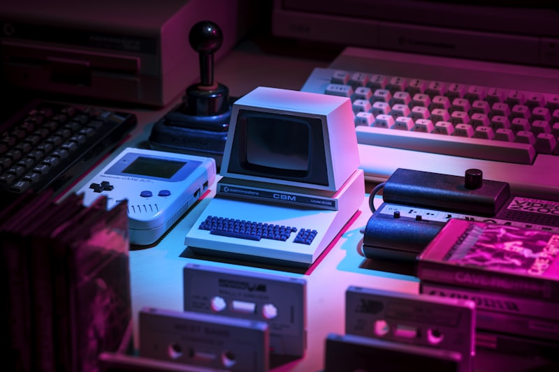 Retro gaming setup with neon lighting for gamified ad formats