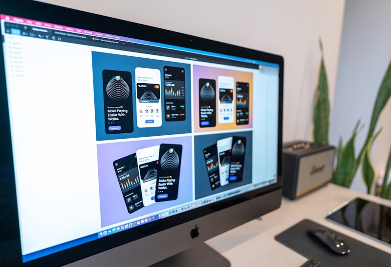 Mobile app user interface designs on screen